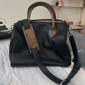 Leather Crossbody tote! Real soft leather and authentic python handles